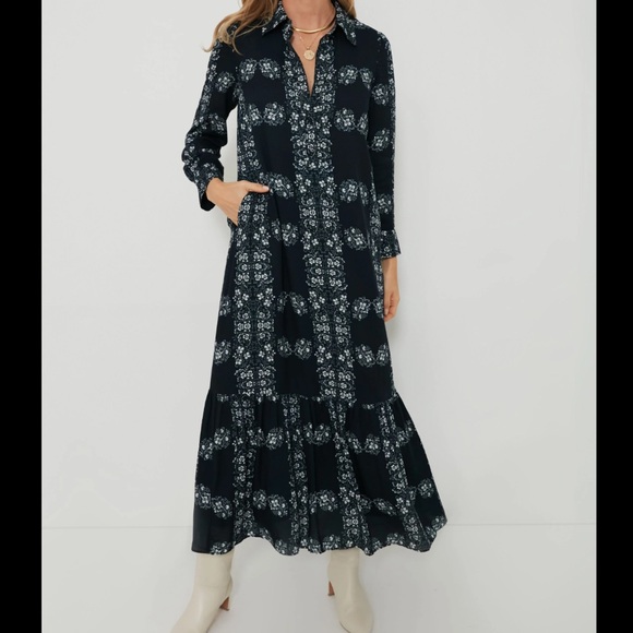 Tuckernuck Dresses & Skirts - Navy Floral Miller Maxi Shirt Dress